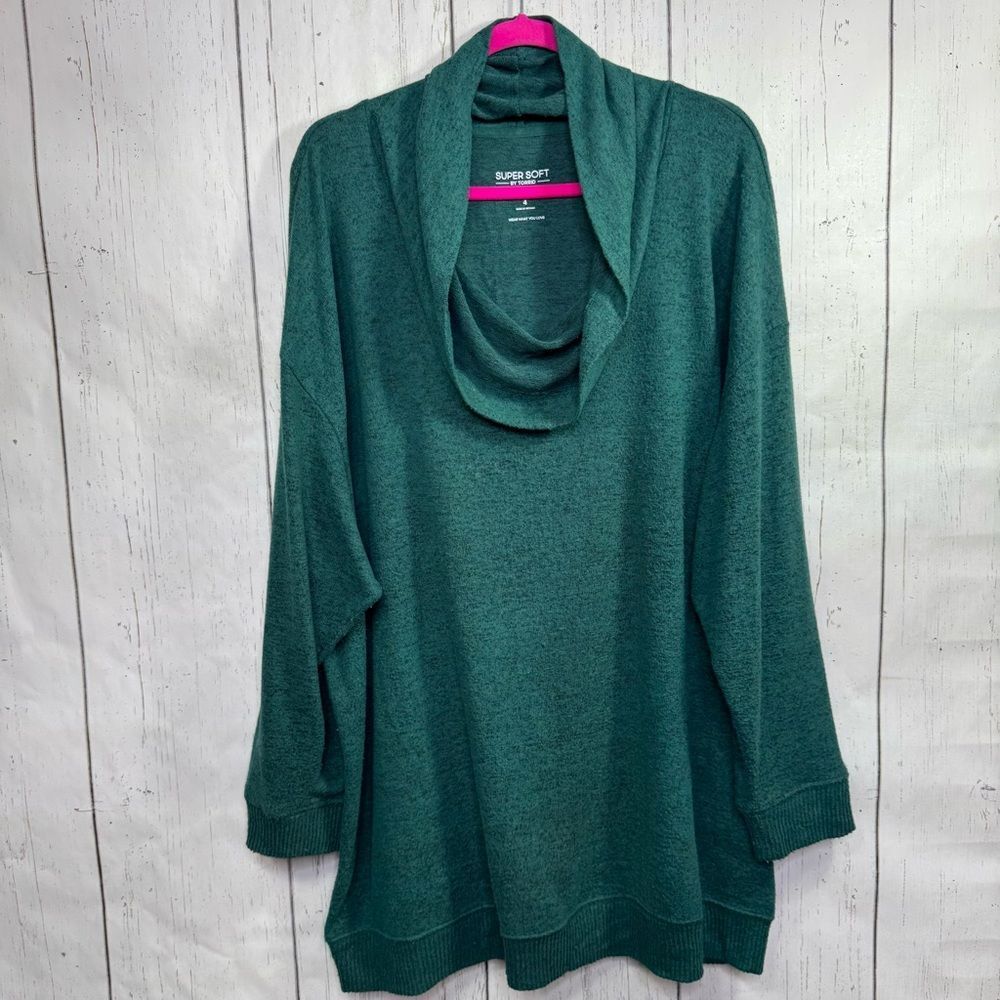 Torrid Super Soft Plush Cowl Neck Pullover Sweater 4X Emerald Green Cozy Knit